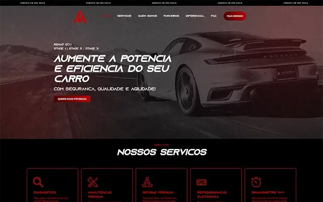 Página inicial do site Autoforce Performance, landing page criada por Arthur Monteiro