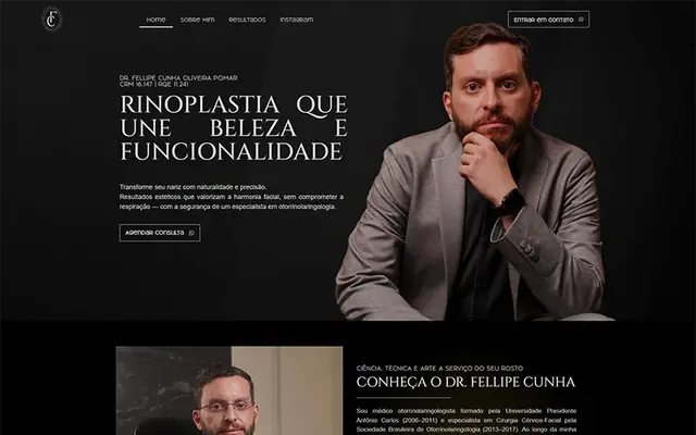 Página inicial do site Dr. Fellipe Cunha, landing page criada por Arthur Monteiro