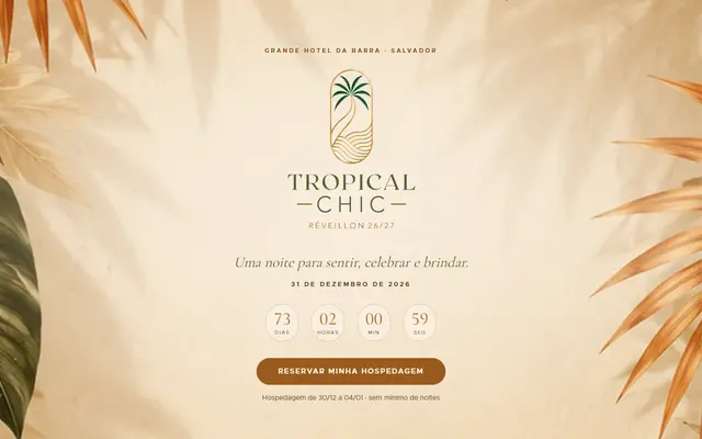 Página inicial do site Grande Hotel da Barra, landing page criada por Arthur Monteiro