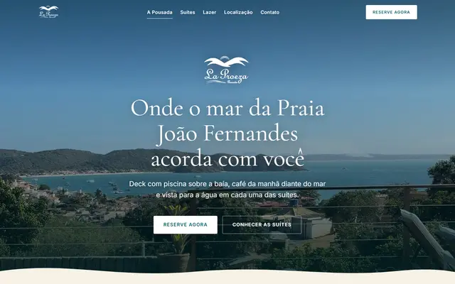 Página inicial do site Pousada La Proeza, site institucional criada por Arthur Monteiro
